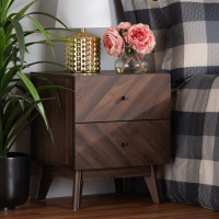 Baxton Studio LV23ST2324WI-Columbia-NS Hartman Mid-Century Modern Walnut Brown Finished Wood 2-Drawer Nightstand>